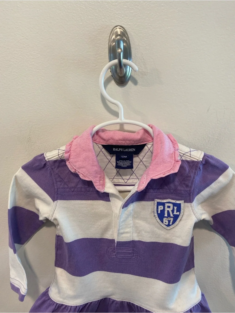 Ralph Lauren Rugby dress in size 12 months  Sweet pink collar